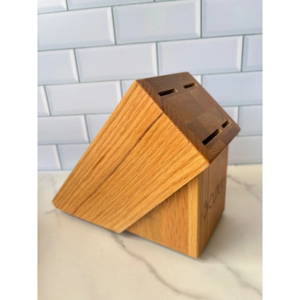 Cutco Oak Wood Knife Block 4 Slot Kitchen Cutlery Storage Organizer Natural